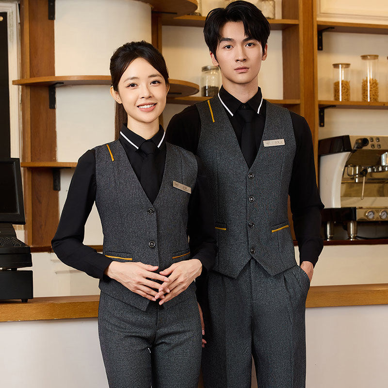 酒店前台职业马甲定制男女台球室ktv服务员工作服餐饮收银员套装