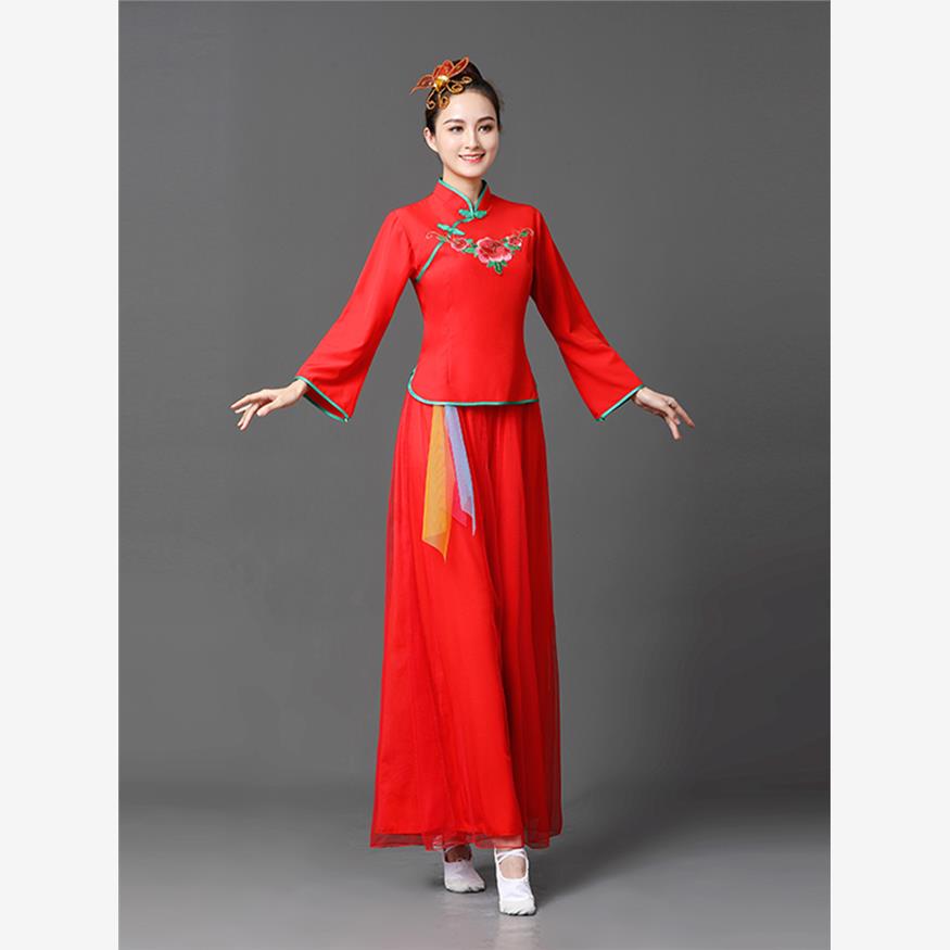 秧歌服女新款套装中老年扇子舞蹈演出服队广场舞服装跳舞衣服