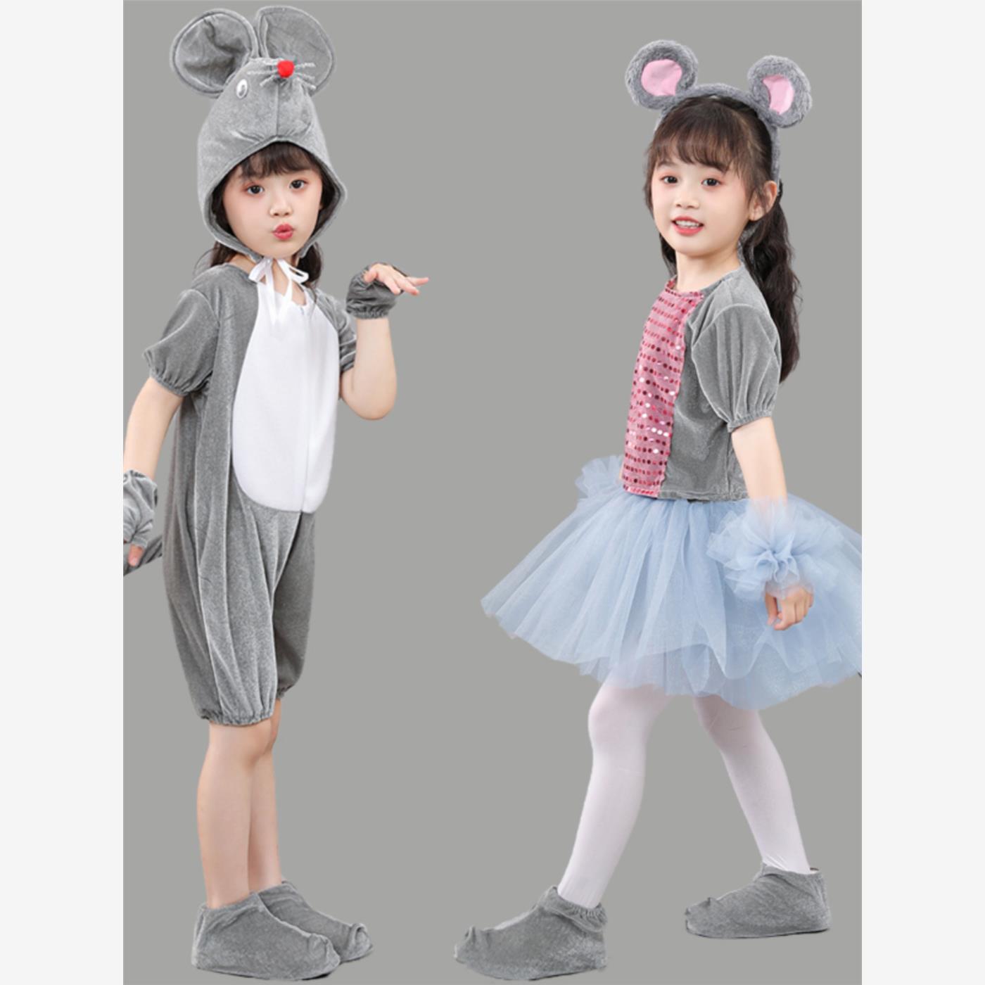 小老鼠演出服儿大童动物服老鼠吃辣椒表演服装卡通老鼠衣服蓬蓬裙