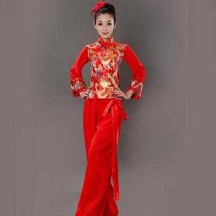 男女开场舞蹈服装广场舞张灯结彩演出服喜庆秧歌服成人打鼓服