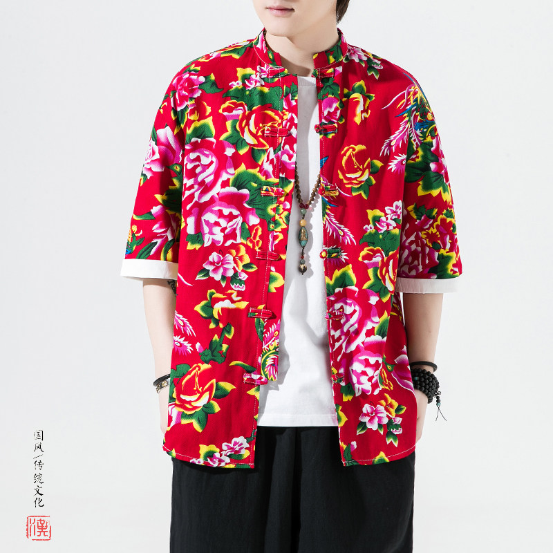 东北衣服村姑花衬衫大码