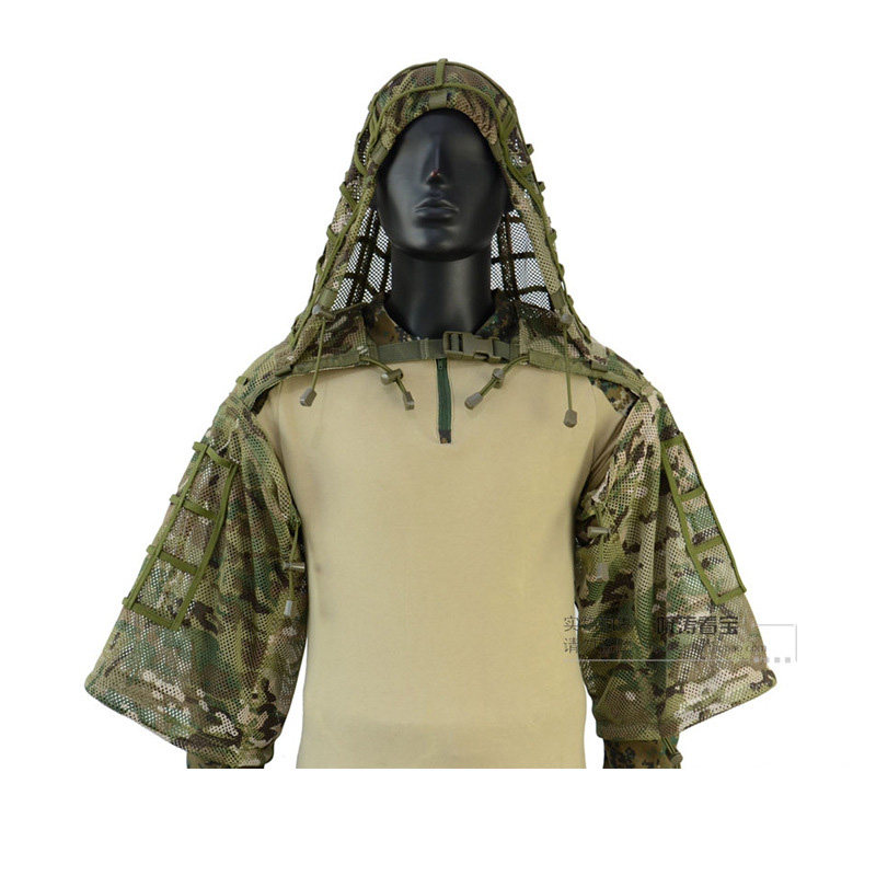 战术吉利服CP迷彩绝地求生观鸟服网状透气隐身服狙击手CS伪装披风