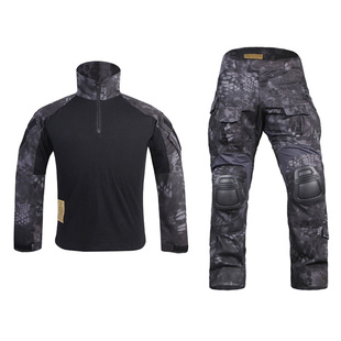 爱默生G3 TYP黑色蟒纹迷彩套服野战户外CS战术T恤上衣/长裤子套装