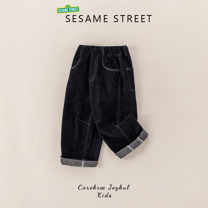 【潇妈】芝麻街秋季新款儿童软牛仔净版百搭牛仔裤ZMQA228