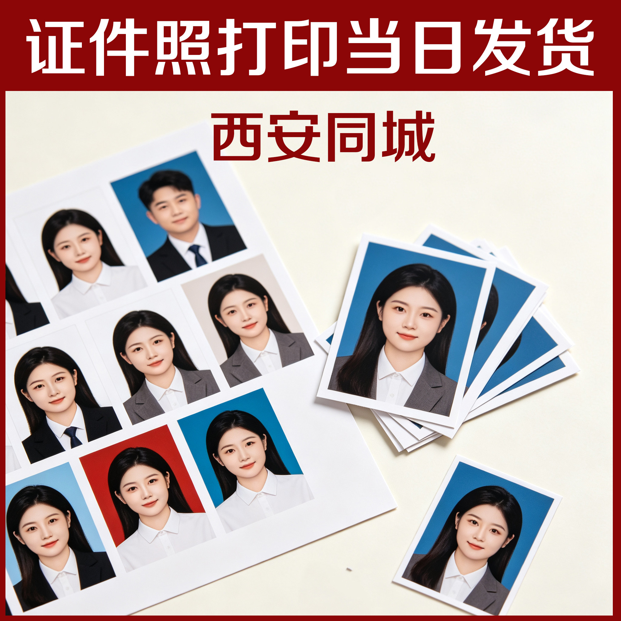 证件照冲印当日发货免费PS专业制服照相打印证件照寸照