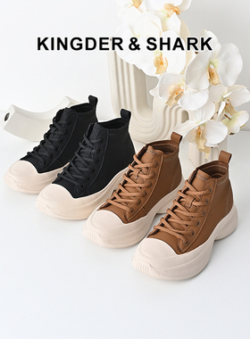 KDS经典鲨女鞋2024年冬季款时尚百搭系带舒适平底高帮休闲鞋板鞋