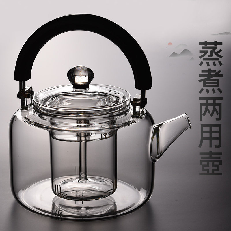 锦格玻璃煮茶壶电陶炉套装蒸茶壶加厚透明耐高温煮茶器烧水壶家用