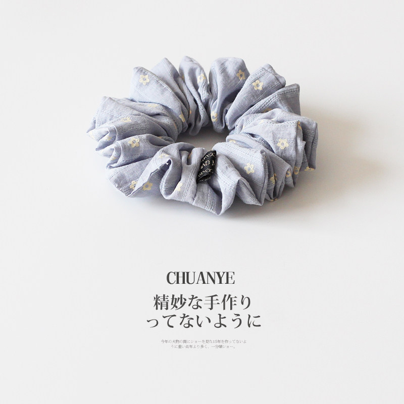 川野韩系甜美温柔蓝色小花大发圈图片
