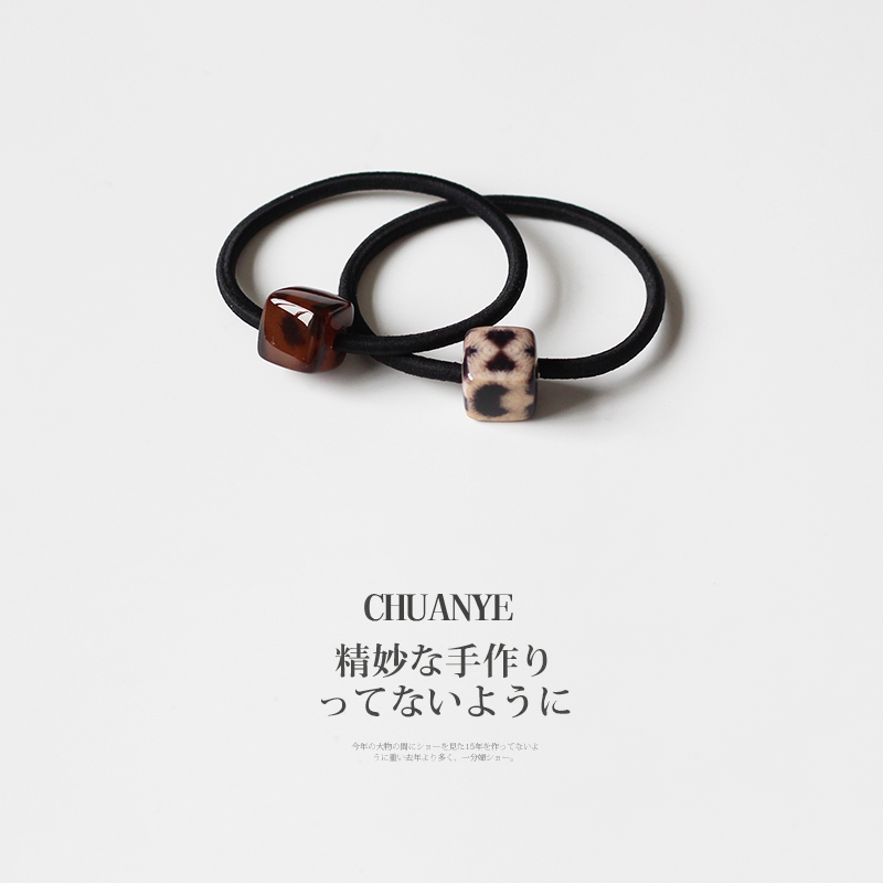 川野豹纹皮橡皮筋扎头发