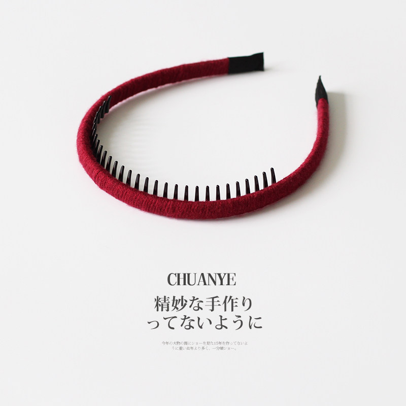 川野时尚布艺包边红色发箍通勤百搭带齿防滑日常简约压发头箍发饰