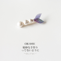 川野網(wǎng)紅時(shí)尚魚尾森系仿珍珠發(fā)夾