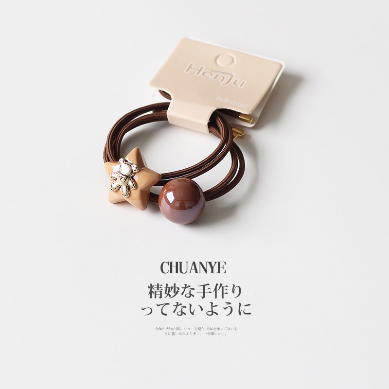 川野五角星珍珠发绳2025新款高端头绳扎头发橡皮筋高弹力耐用发圈