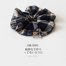 扎丸子头皮筋头饰发饰 轻奢时尚 川野法式 纽扣毛格纹大肠发圈女新款