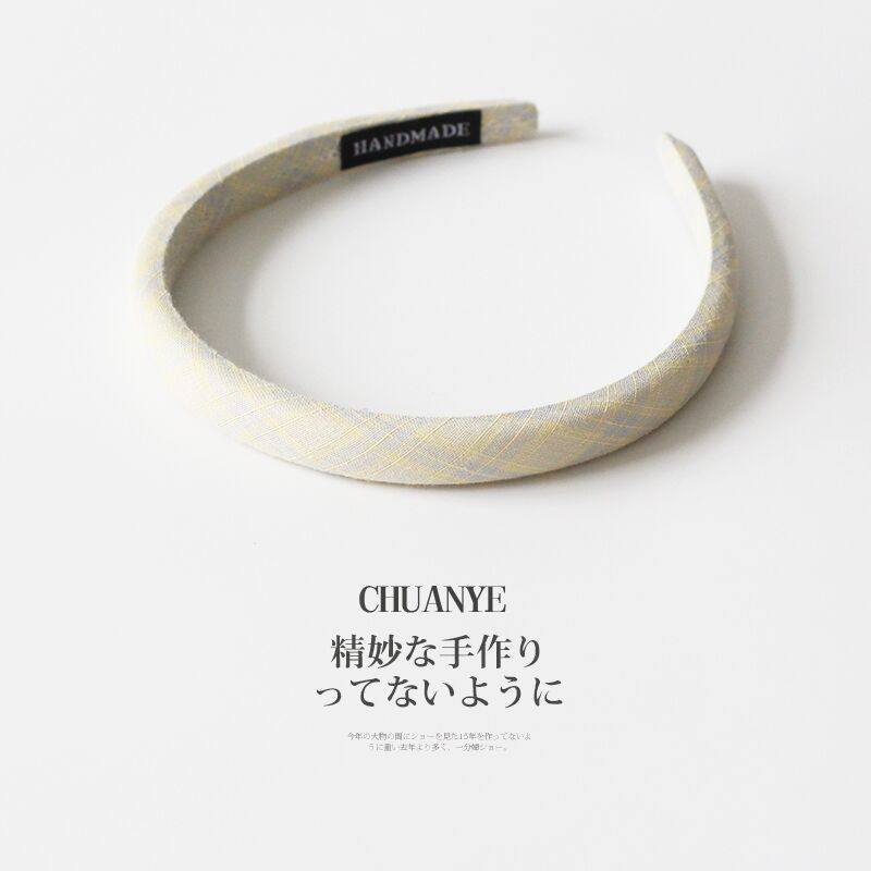 川野韩系糖果色格纹发箍