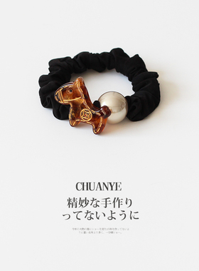 川野法式黄咖小马仿珍珠橡皮筋新款简约小众高弹力发绳不勒头发饰