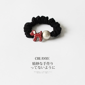 川野卡通小狗圆球橡皮筋女2025新款 个性 简约扎马尾高弹力发绳头饰