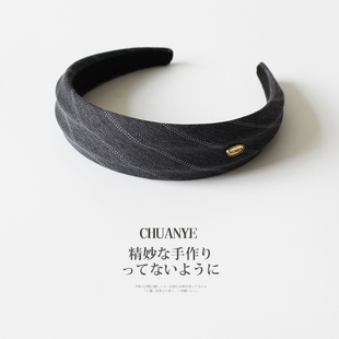 川野法式金标灰色宽边头箍新款简约高级感发箍女日常外戴防滑发饰