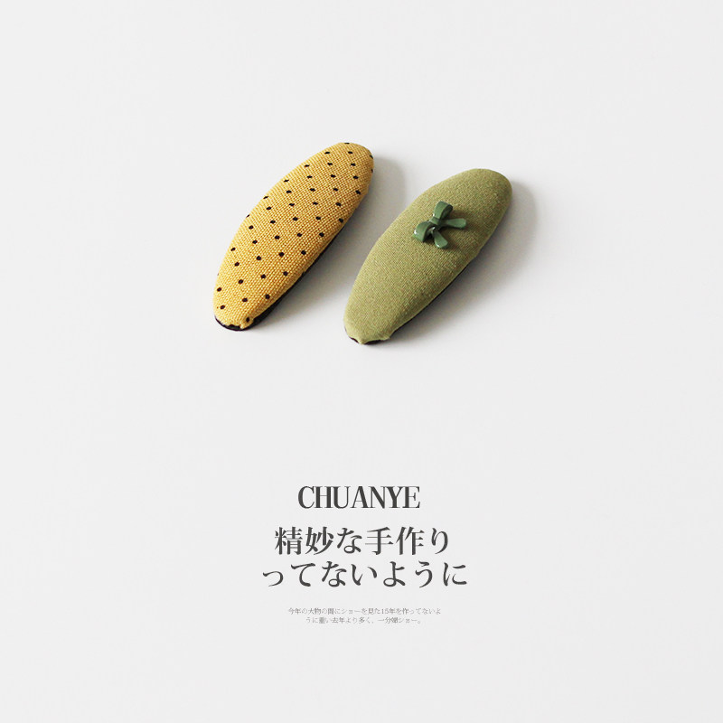 川野韩系粉色波点布艺发夹温柔少图片