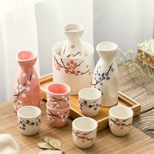 日式釉下彩雪花釉陶瓷清酒酒具温酒器热酒壶烫酒黄酒白酒分酒器