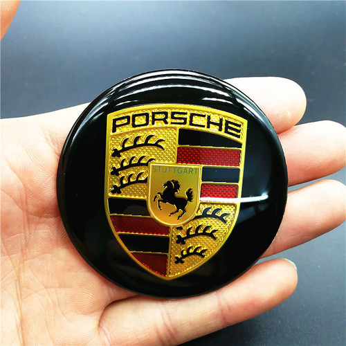 保时捷车标金属车标改装方向盘标轮毂贴标65MM直径车标