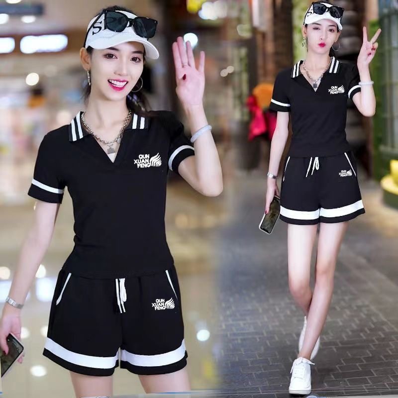纯棉运动服休闲时尚套装女装夏季新款洋气减龄时髦两件套短裤女士