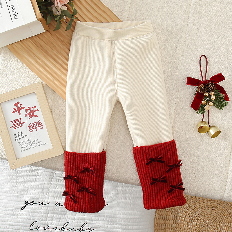 女童加绒加厚堆堆袜打底裤秋冬款
