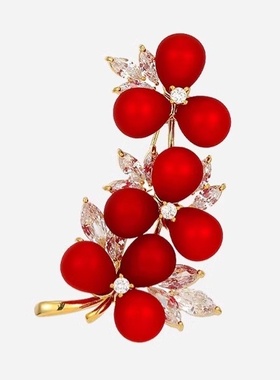 胸针高端时尚精致红色胸花梅花胸针文艺复古大衣配饰品毛衣别针