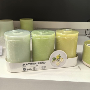 IKEA宜家 洛斯古伦 香薰柱形烛苹果 多色30小时香味蜡烛烛光温馨