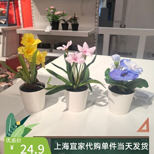 IKEA宜家 菲卡人造盆栽带花盆,3件套客厅装饰摆件 代购