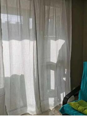 IKEA宜家毕莫 窗帘2幅带打褶带/白色/浅灰色 条形图案120x250代购