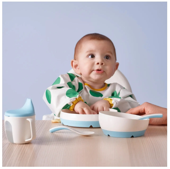 宜家波利亚鸭嘴杯婴儿水杯宝宝水壶双耳杯带把手学饮水杯调羹盘碗