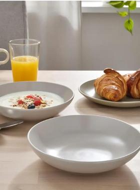 IKEA宜家法利克洛 碗 无光泽淡灰色碟深盘餐盘餐具菜盘陶瓷代购