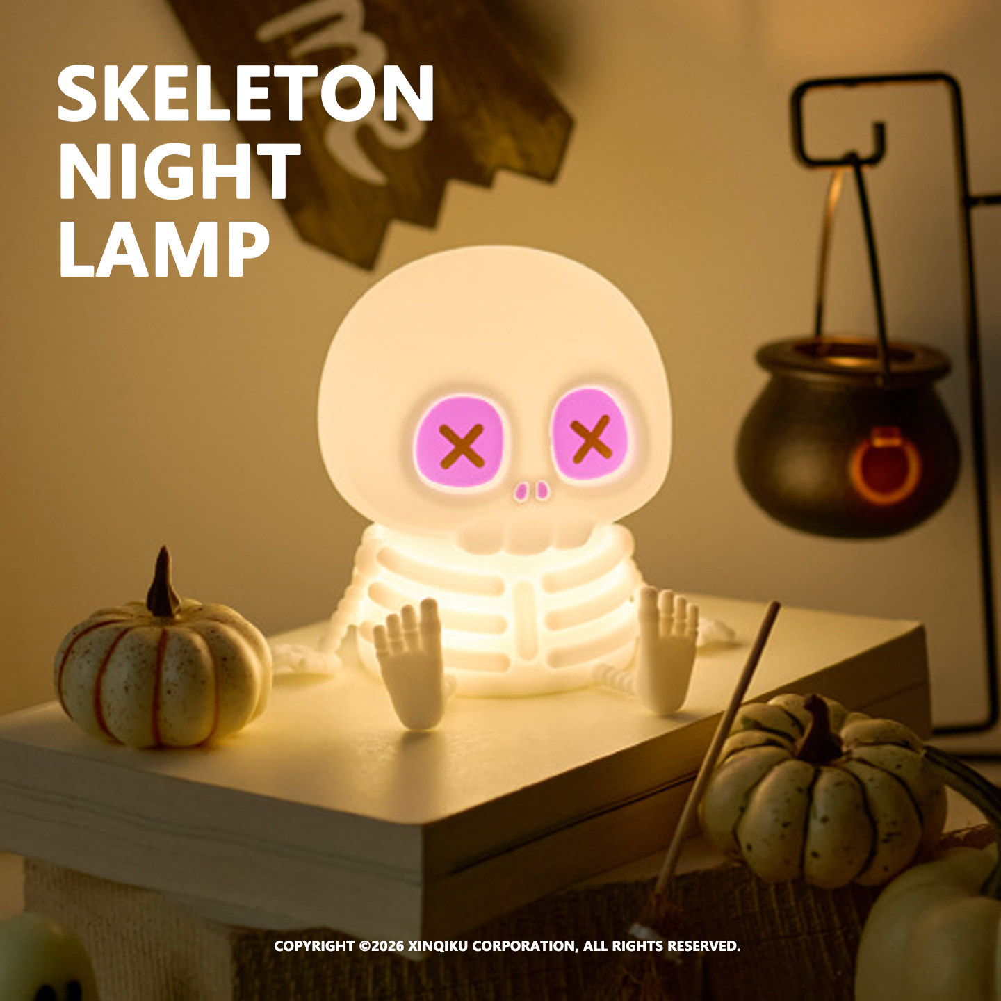 Skeleton Lamp | 骷髅小子 万圣节趣味搞怪氛围小夜灯 拍打感应