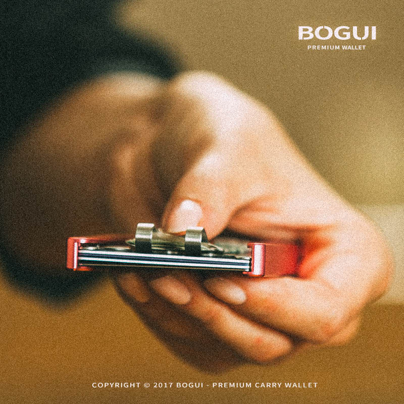 오리지널 아메리칸 BOGUI CLIK 미니멀 스타일 금속 카드 홀더 신용 카드 도난 방지 브러시 초박형 지갑