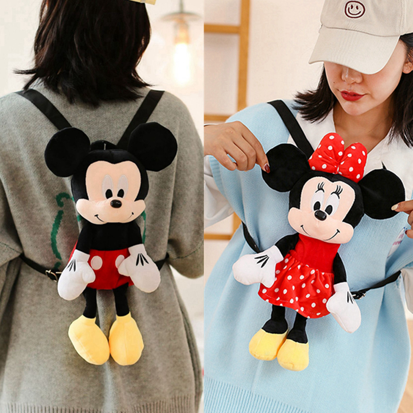 米老鼠米奇米妮毛绒公仔双肩包可爱女孩儿童卡通玩偶背包生日礼物