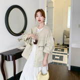 卡绿色韩版做旧毛边多口袋外套女2025年春季新款设计款小个子夹克，女装短外套，浙宝179