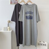 短袖 浴袍 睡裙外贸原单慵懒风中长款 棉质睡袍男士 复古印花宽松大码