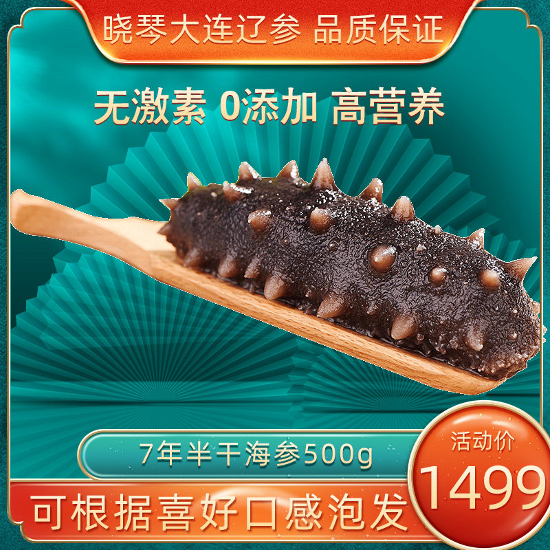 晓琴水产大连七年深海半干海参大火候盐渍辽参刺参500滋补装