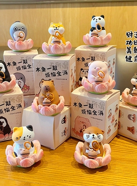 原创佛系好运莲莲猪猪可爱手工摆件精致树脂工艺品桌面小摆件