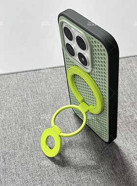 绿色三折叠双面磁吸支架适用小米POCOX8Pro Max手机壳F8Ultra亚克力F7Ultra散热网洞F6透气PRO镂空大孔磨砂套