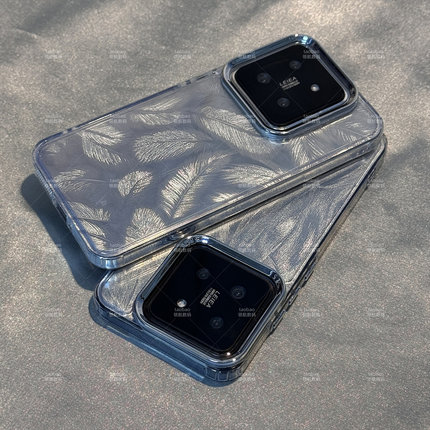 镭射羽毛K70小米14大孔13手机壳K60至尊版12T红米Note12高级感7全包闪粉8防摔13pro+女K50新爆款10A简约个性