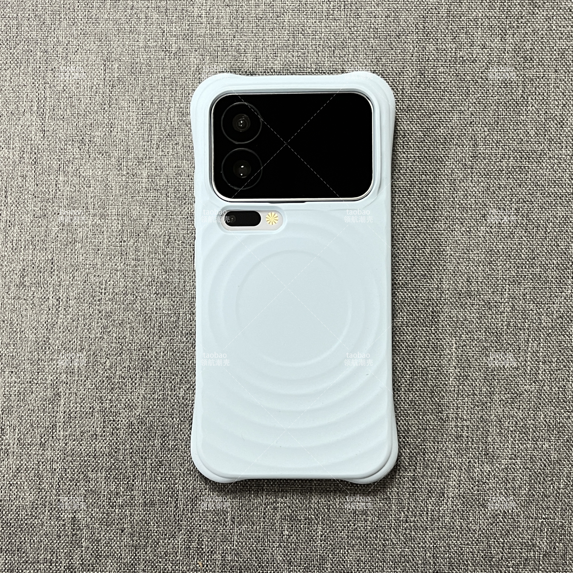 ins风奶蓝色牛角波漾韩国磁吸15小米17PROMAX手机壳13适用14液态硅胶Mi17pro耐脏带挂孔软糯水波纹四角防摔女