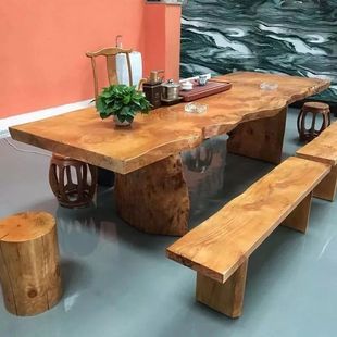 新中式大板茶桌椅组合实木功夫泡茶桌子禅意茶几原木办公室茶台