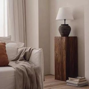 方形木墩矮凳原木摆件茶几实木墩子树桩底座木桩凳边几侘寂风花架