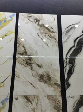 镀金亮面瓷砖600x1200通体大理石纹客厅酒店大厅奢石地砖暖色墙砖