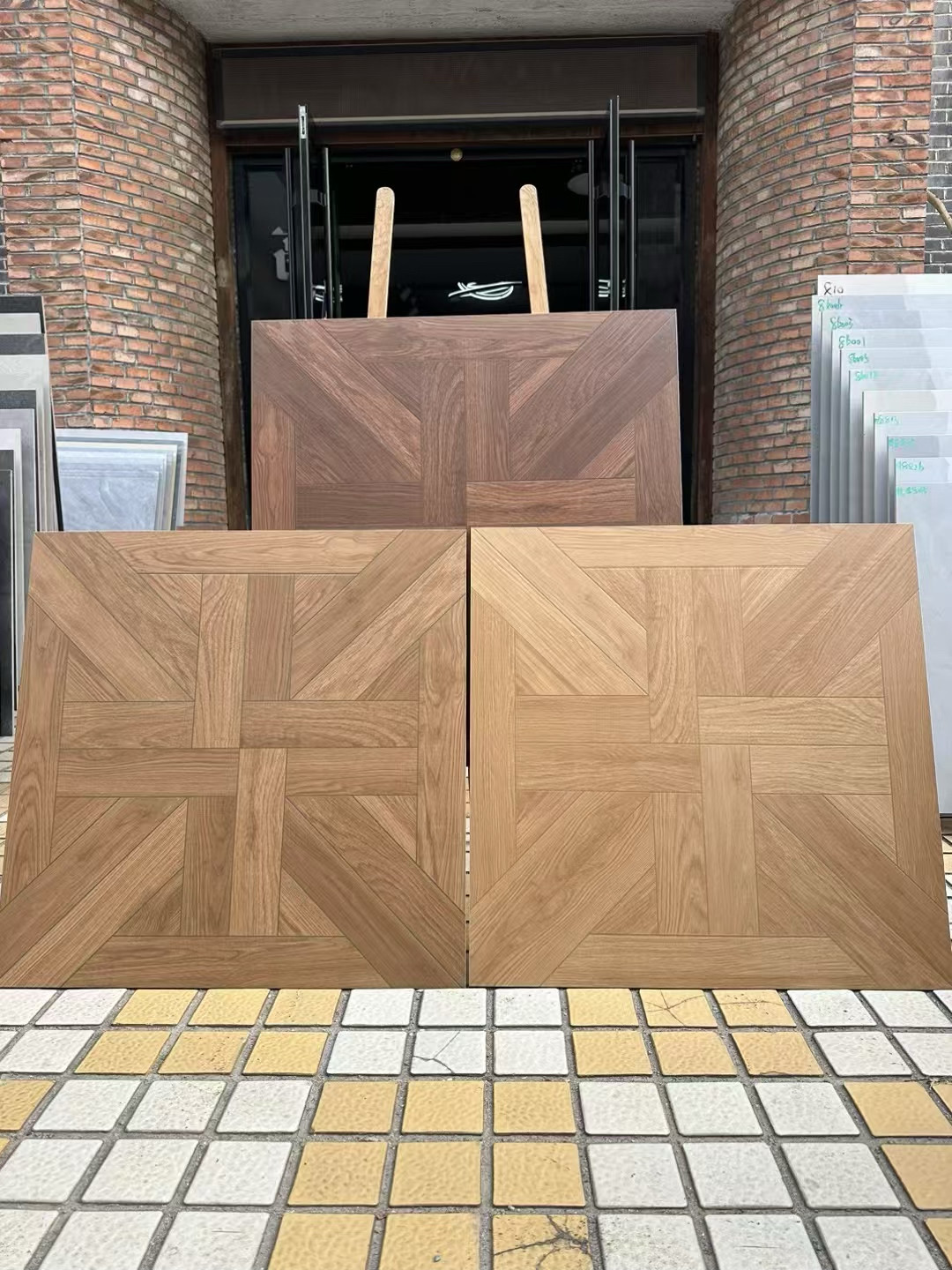 广东佛山瓷砖800x800木纹砖法式复古中古风客餐厅米字拼卧室地砖图片