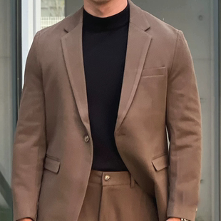 西装 单西便服商务休闲通勤正装 外套 复古垫肩西服男高级感修身 美式