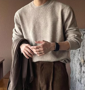 西服内搭打底羊毛衫男亲肤保暖包芯纱毛衣欧货小领口纯色针织衫潮