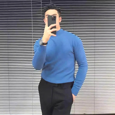 半高领包芯纱针织衫紧身弹力长袖