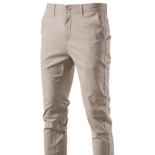 欧货纯色工装裤男士高级感修身长裤百搭斜纹布裤子小直筒休闲裤潮